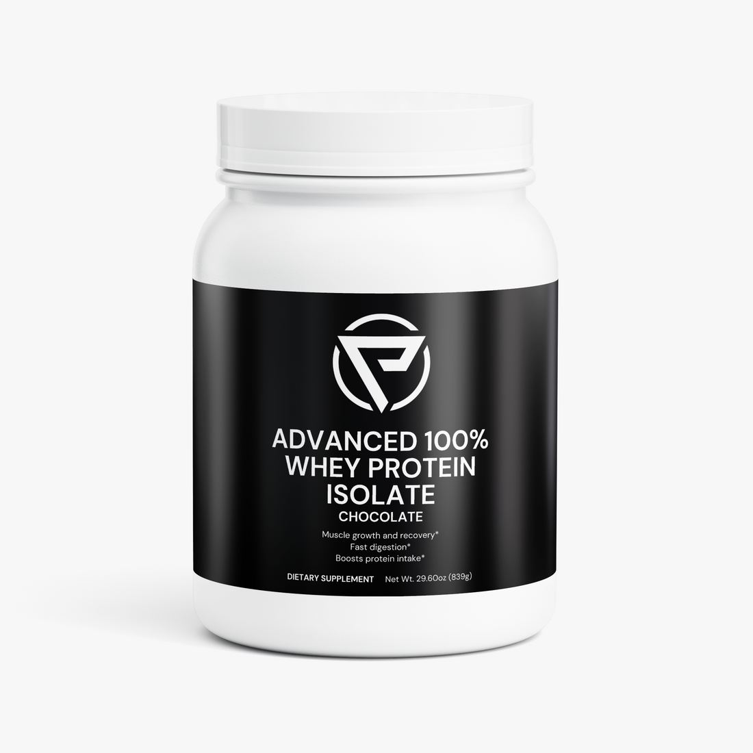 Advanced 100% Whey Protein Isolate supplement panel