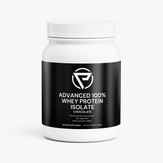 Advanced 100% Whey Protein Isolate supplement panel