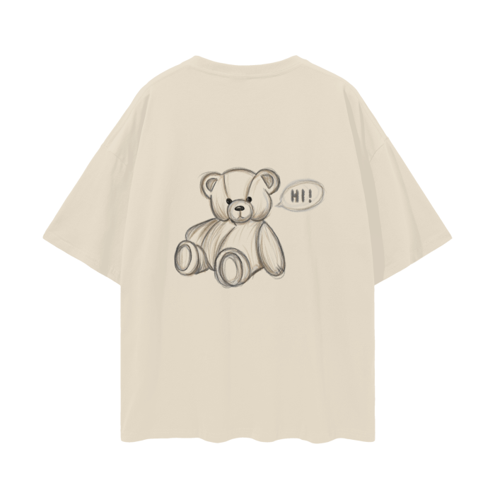 Oversize Deep Drop Shoulder Graphic T-Shirt (Teddy Bear)