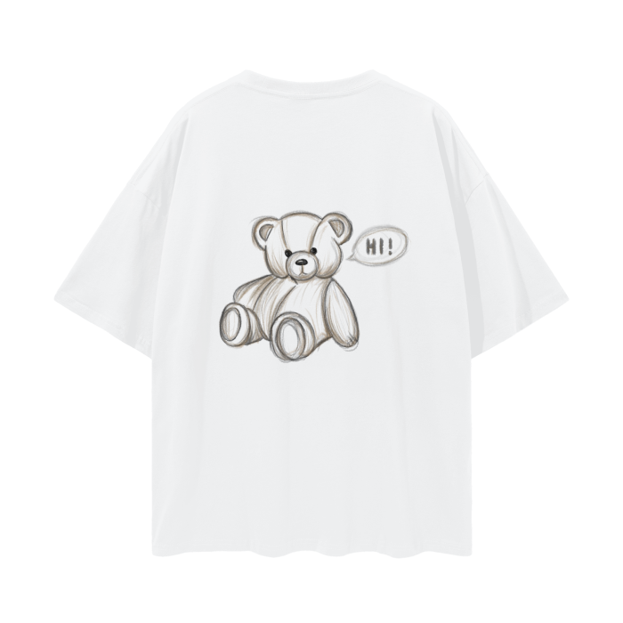 Oversize Deep Drop Shoulder Graphic T-Shirt (Teddy Bear)