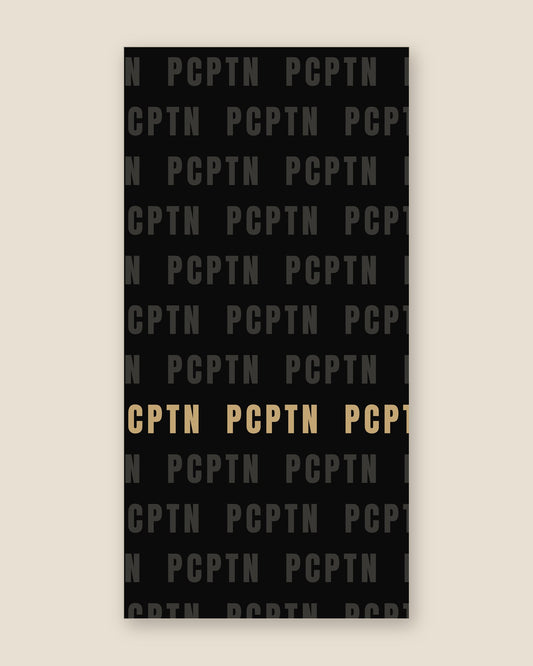 Print design — Strap in Onyx, printed on the 20 by 40 inch PCPTN Sports Towel