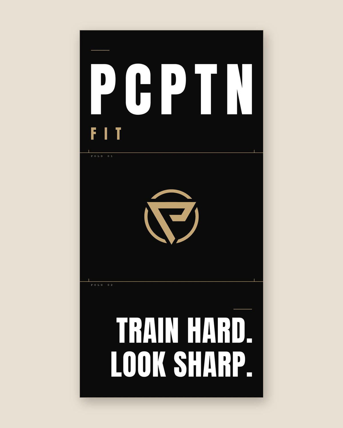 Print design — Rack in Onyx, printed on the 20 by 40 inch PCPTN Sports Towel