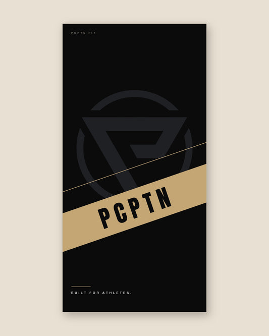 Print design — Slash in Onyx, printed on the 20 by 40 inch PCPTN Sports Towel