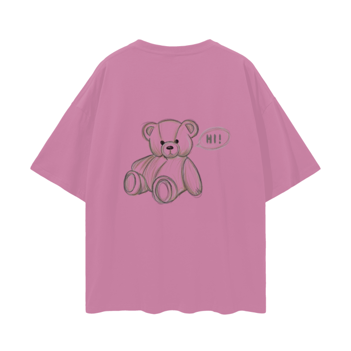 Oversize Deep Drop Shoulder Graphic T-Shirt (Teddy Bear)