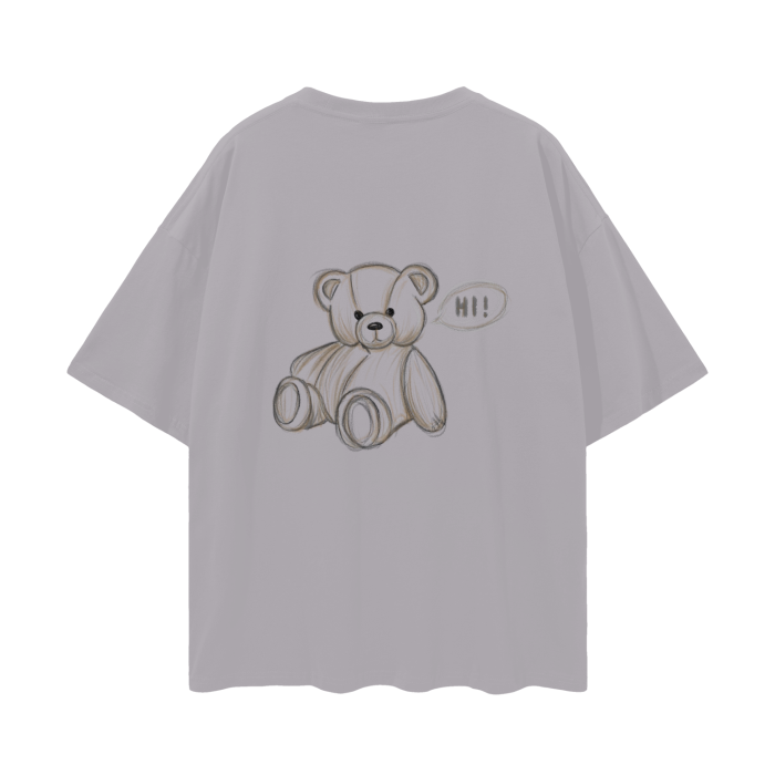 Oversize Deep Drop Shoulder Graphic T-Shirt (Teddy Bear)