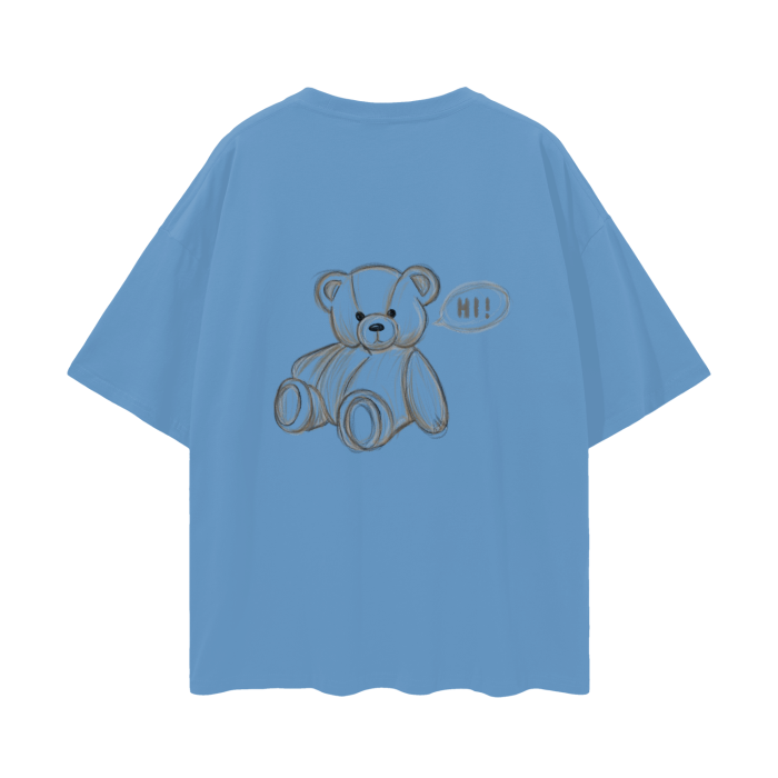 Oversize Deep Drop Shoulder Graphic T-Shirt (Teddy Bear)